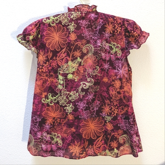 DKNY Jeans Y2k/2000s short cardigan floral tie dye print EUC size Medium - Picture 2 of 7